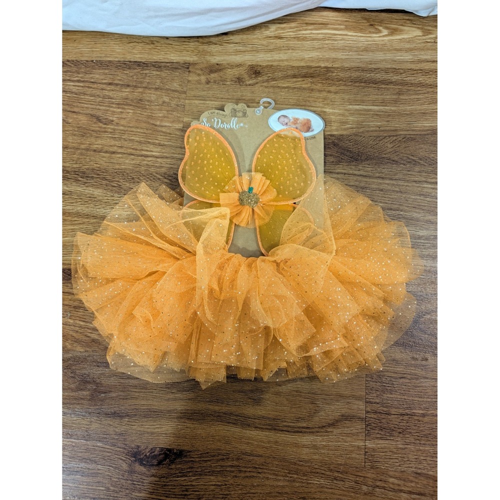 NWT So Adorable Orange Pumpkin New Born Photoshoot Tutu Wings
